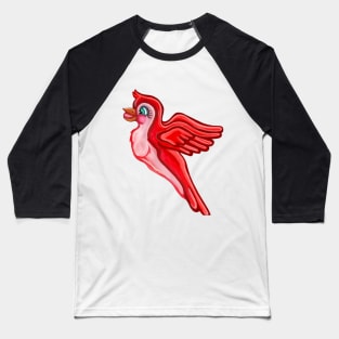 Bright Red Cartoon Parrot Baseball T-Shirt